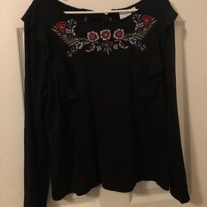 Black embroidered top